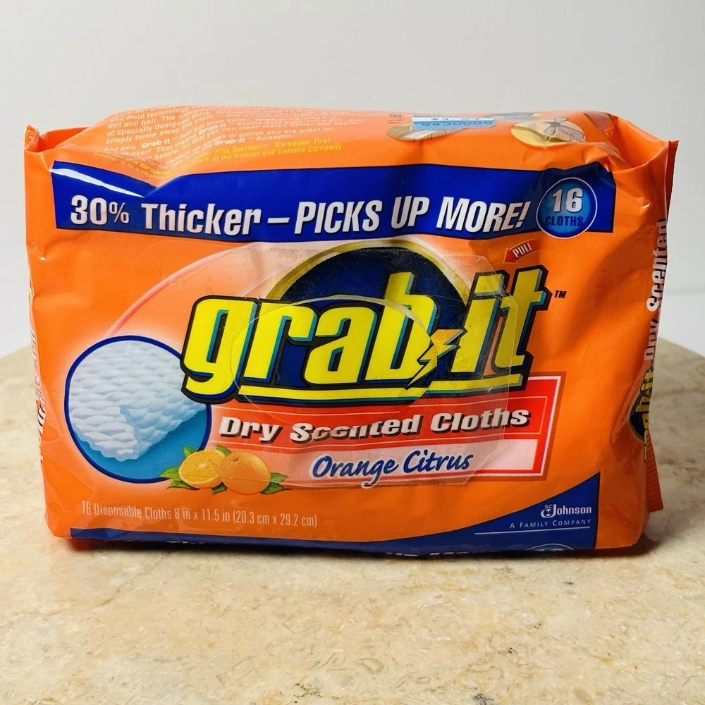 Pledge Grab It Dry Cloths Orange Citrus -10 Dry 8 in x 11.5 in Disposable Cloths